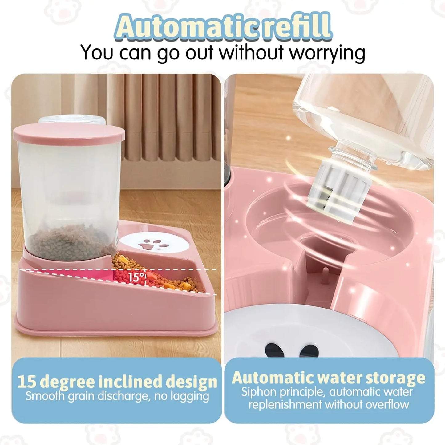 2-in-1 Automatic Cat Feeder & Water Dispenser Set