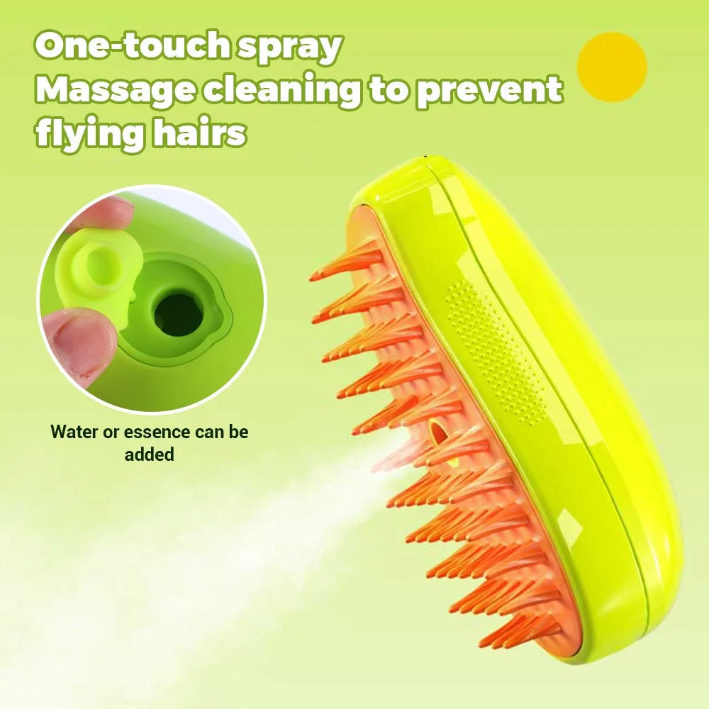 3-in-1 Electric Steamy Brush - Pet Grooming Tool for Dogs and Cats