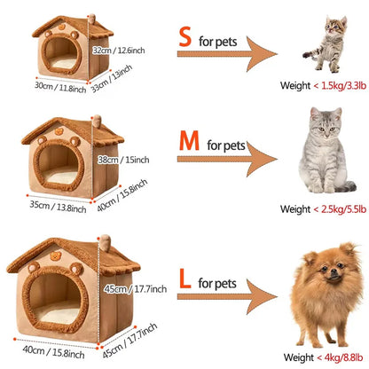 Foldable Pet House - Washable & Removable Cat and Dog Bed